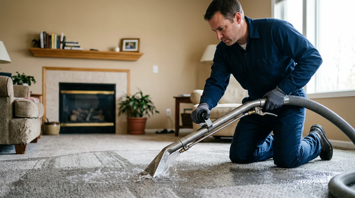 Water damage restoration technician working near Pollok, TX